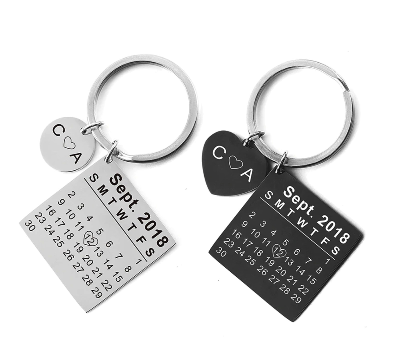 Buy this Personalized Calendar Keychain Engraved Name✵Gifts for Mom ✵ Mothers Day,✵ Christmas or Birthday or anniversary✵ Date Black Color Tag 